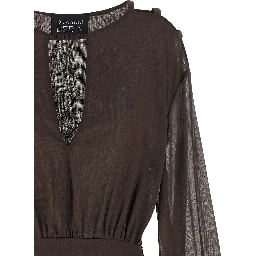 Brown Cotton Short Dress
