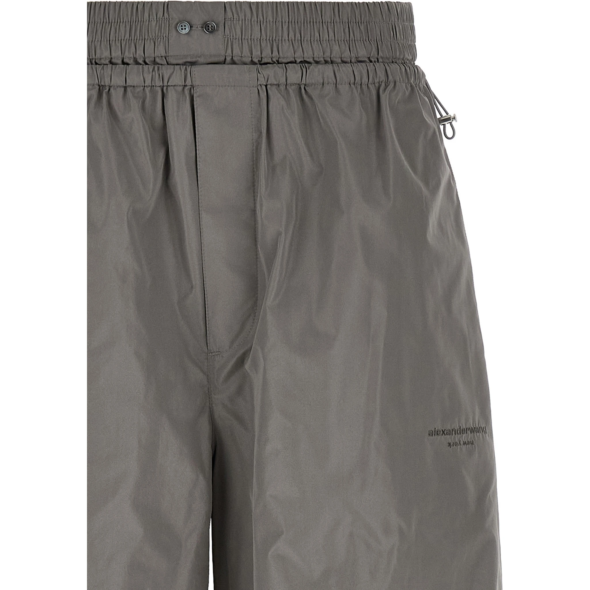 Gray Polyester Athletic Pants