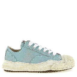 Blue Cowhide Low Top Sneakers