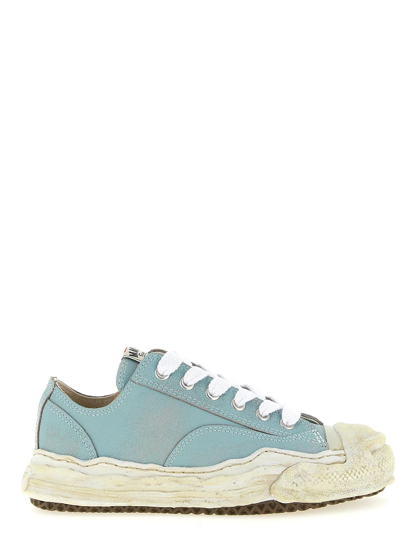 Blue Cowhide Low Top Sneakers