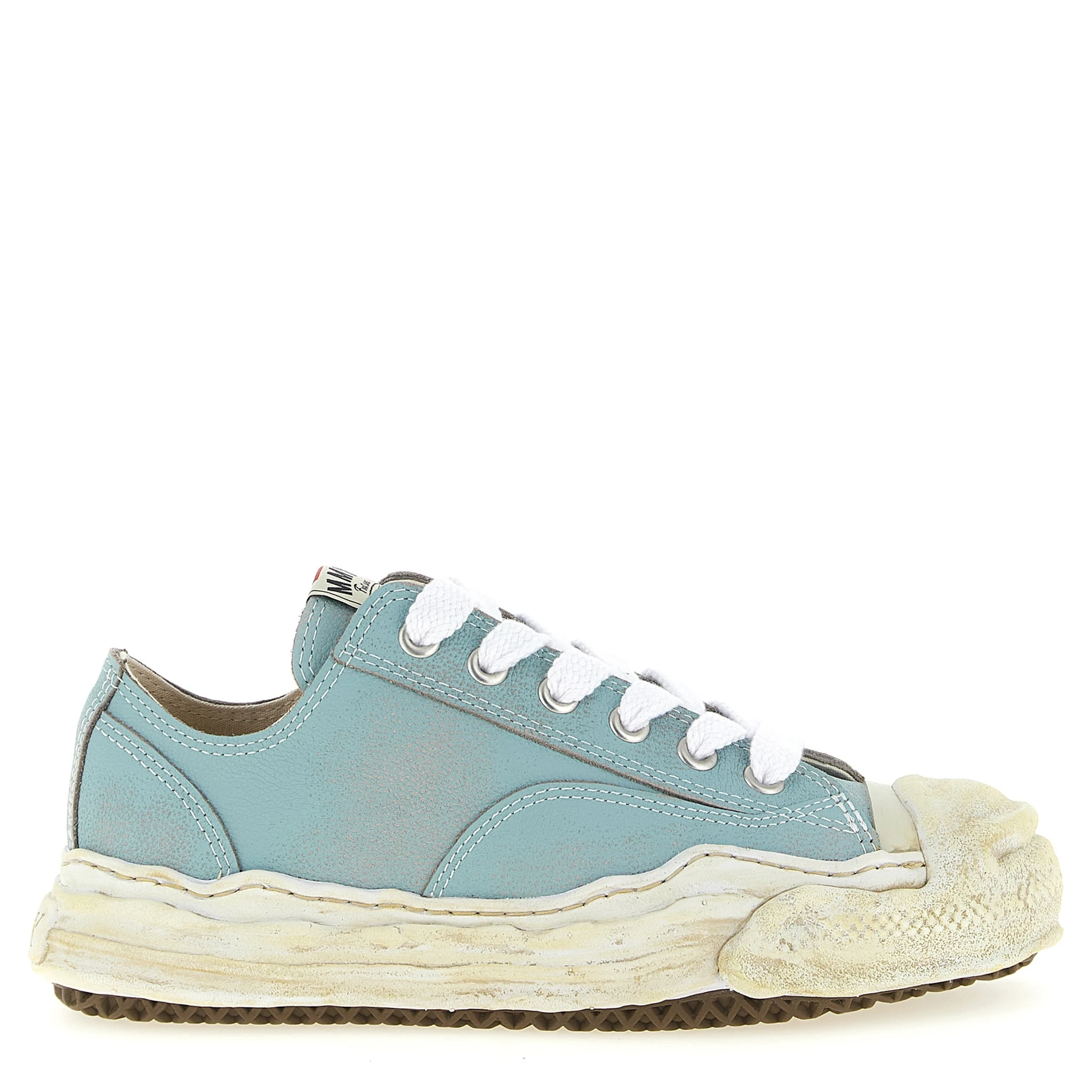 Blue Cowhide Low Top Sneakers