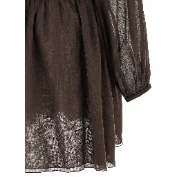 Brown Cotton Short Dress