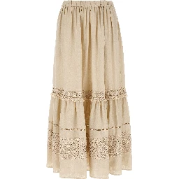 Beige Linen Mini Skirt