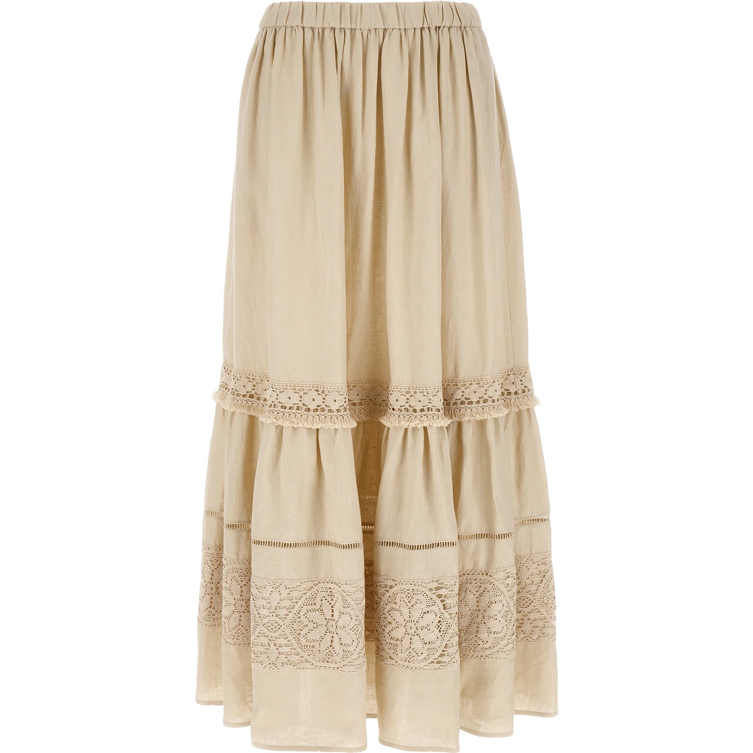 Beige Linen Mini Skirt