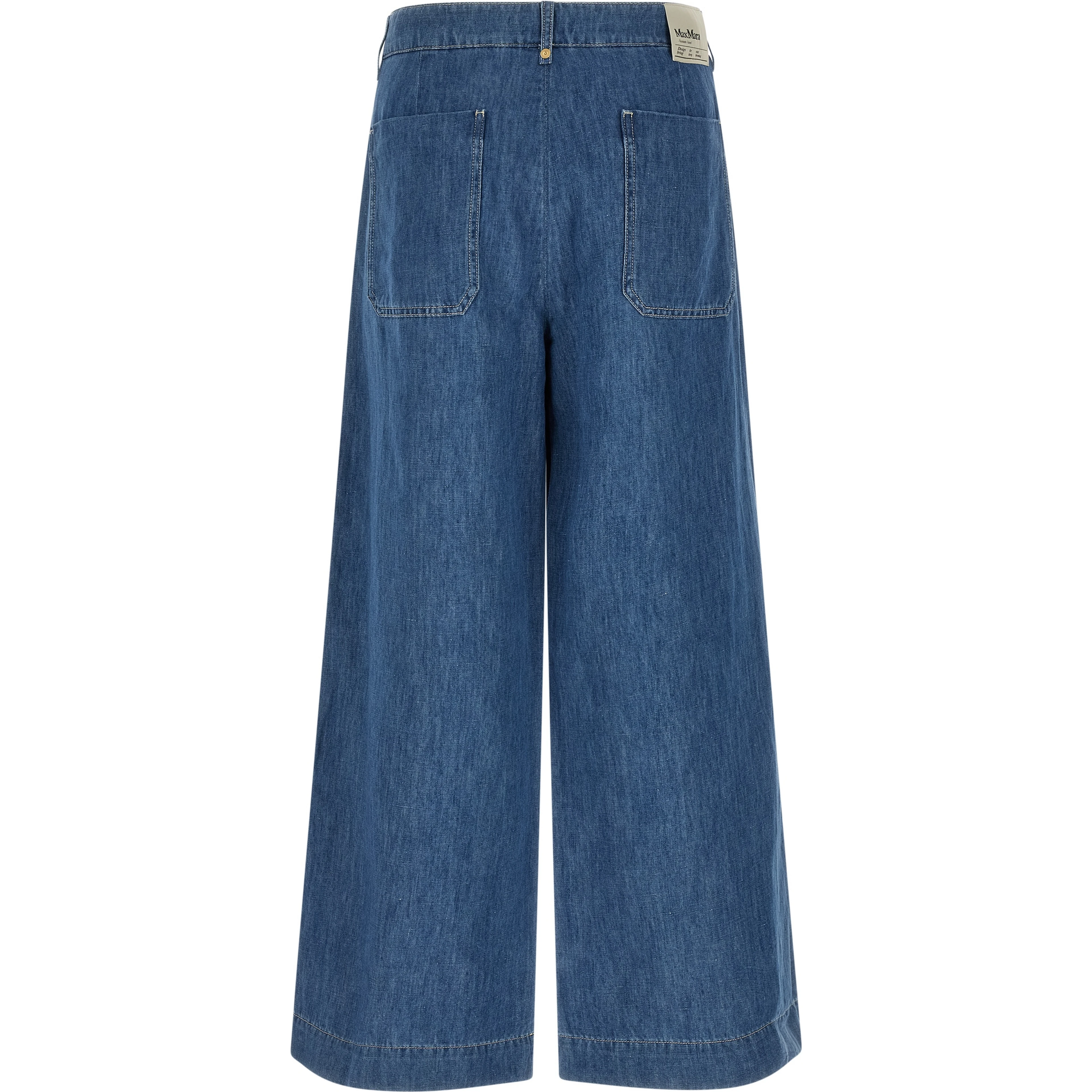 Blue Cotton Cropped Jeans