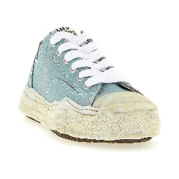Blue Cowhide Low Top Sneakers