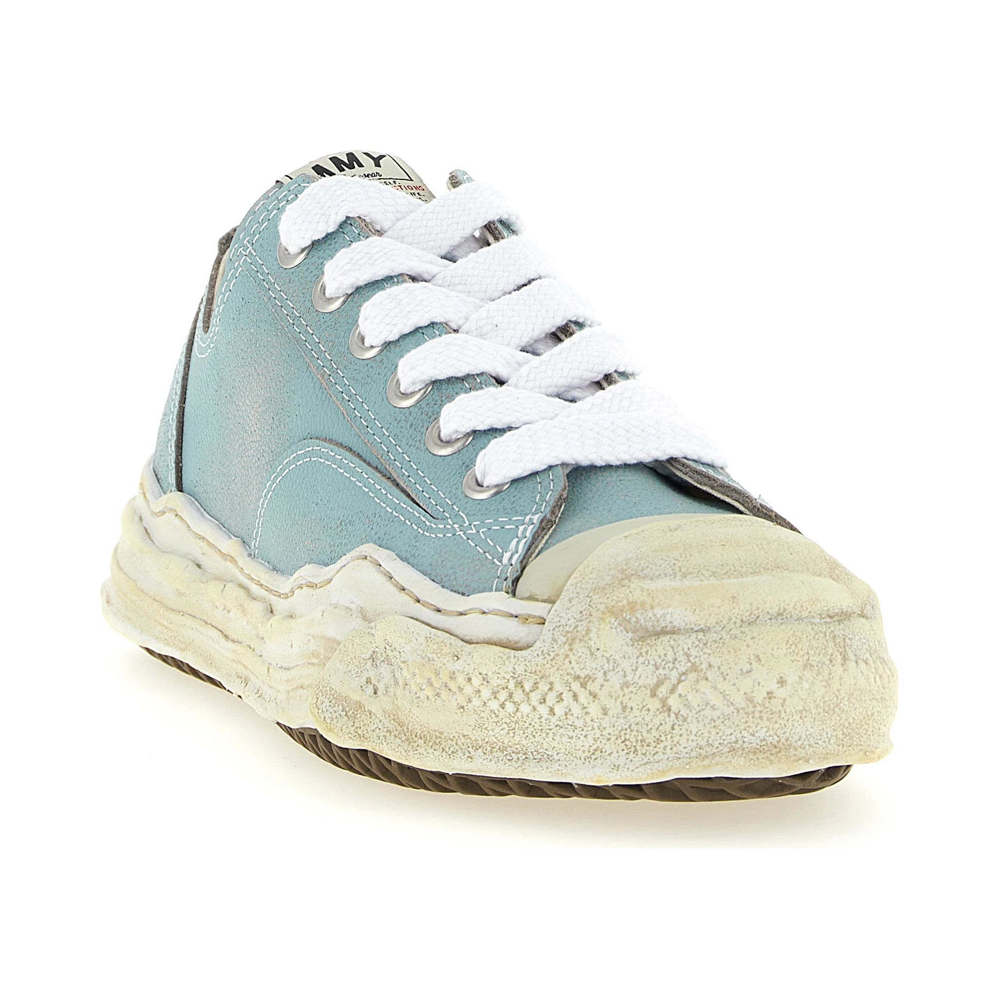 Blue Cowhide Low Top Sneakers