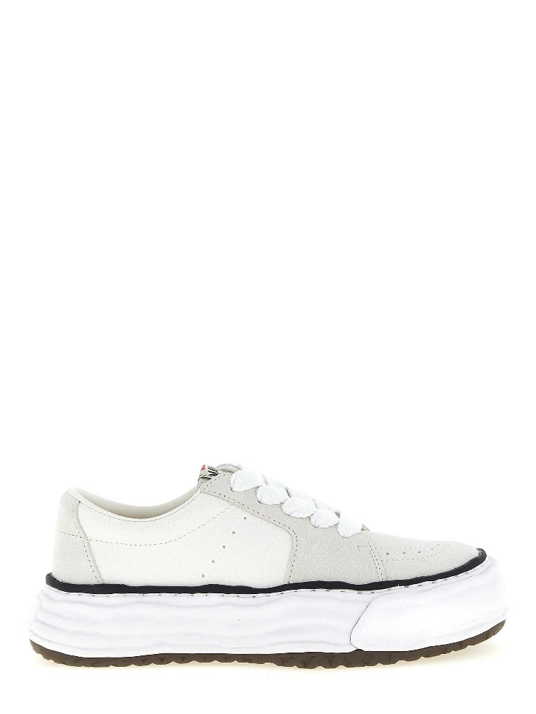 White Cowhide Platform Sneakers