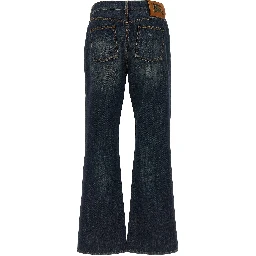 Blue Cotton Flared Jeans