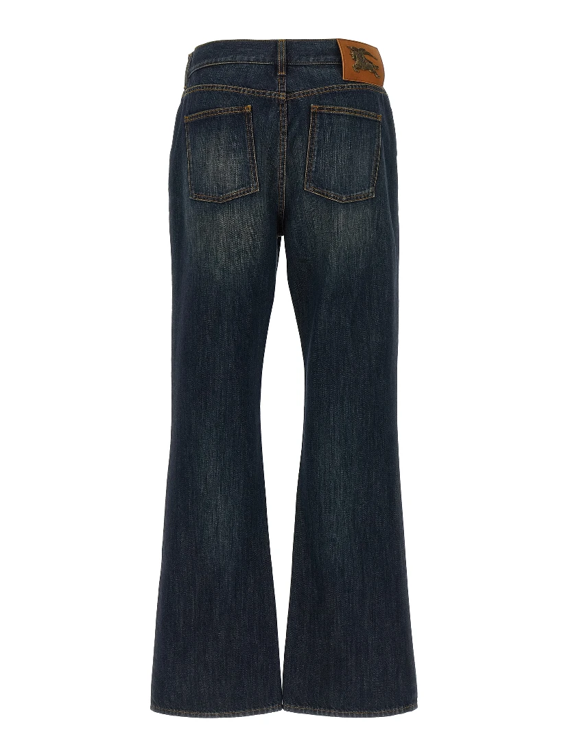 Blue Cotton Flared Jeans