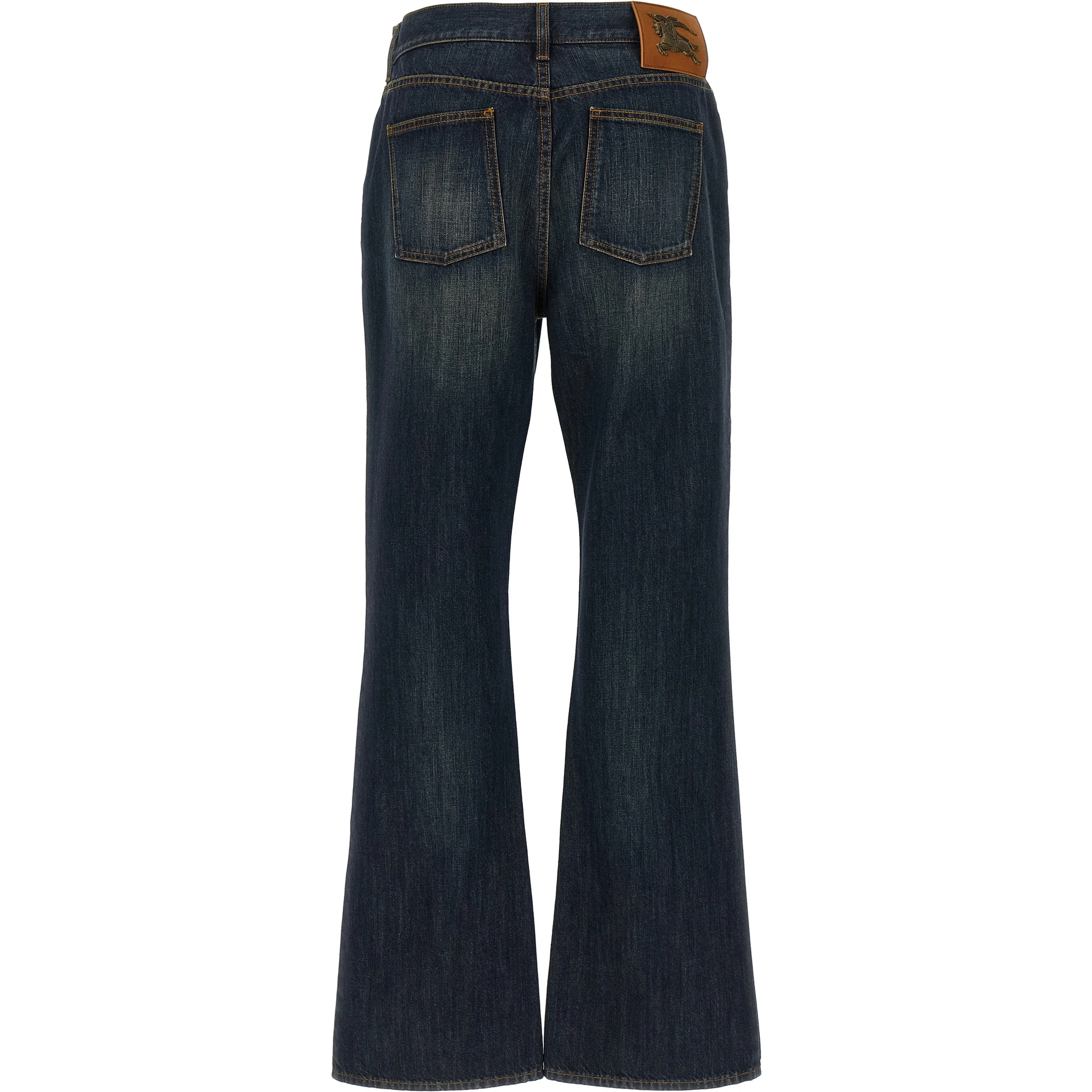 Blue Cotton Flared Jeans