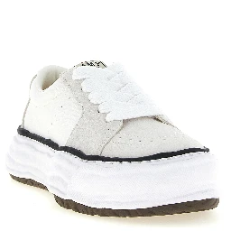 White Cowhide Platform Sneakers