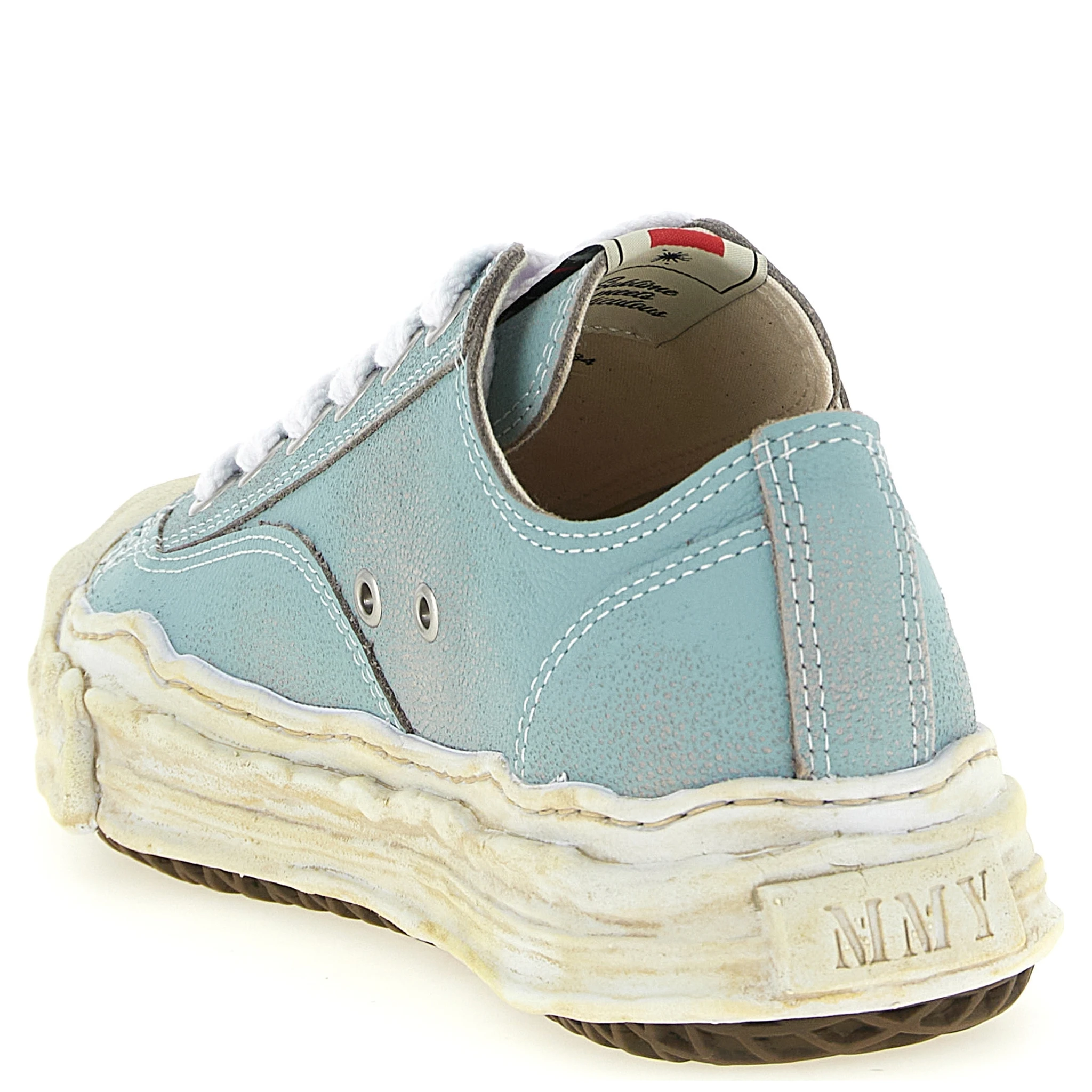Blue Cowhide Low Top Sneakers
