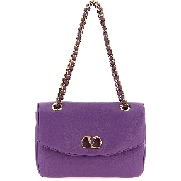 Purple Lamb Leather Shoulder Bag