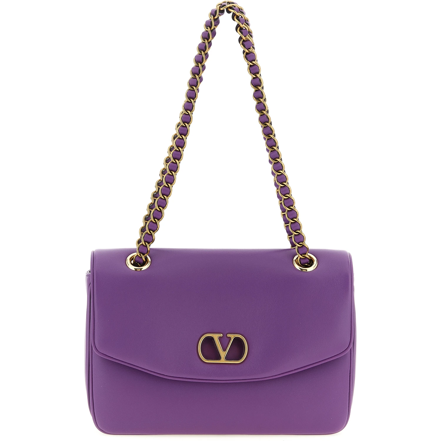 Purple Lamb Leather Shoulder Bag