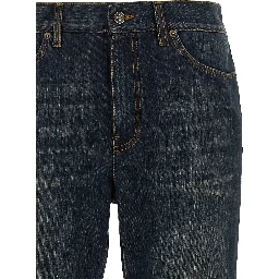 Blue Cotton Flared Jeans