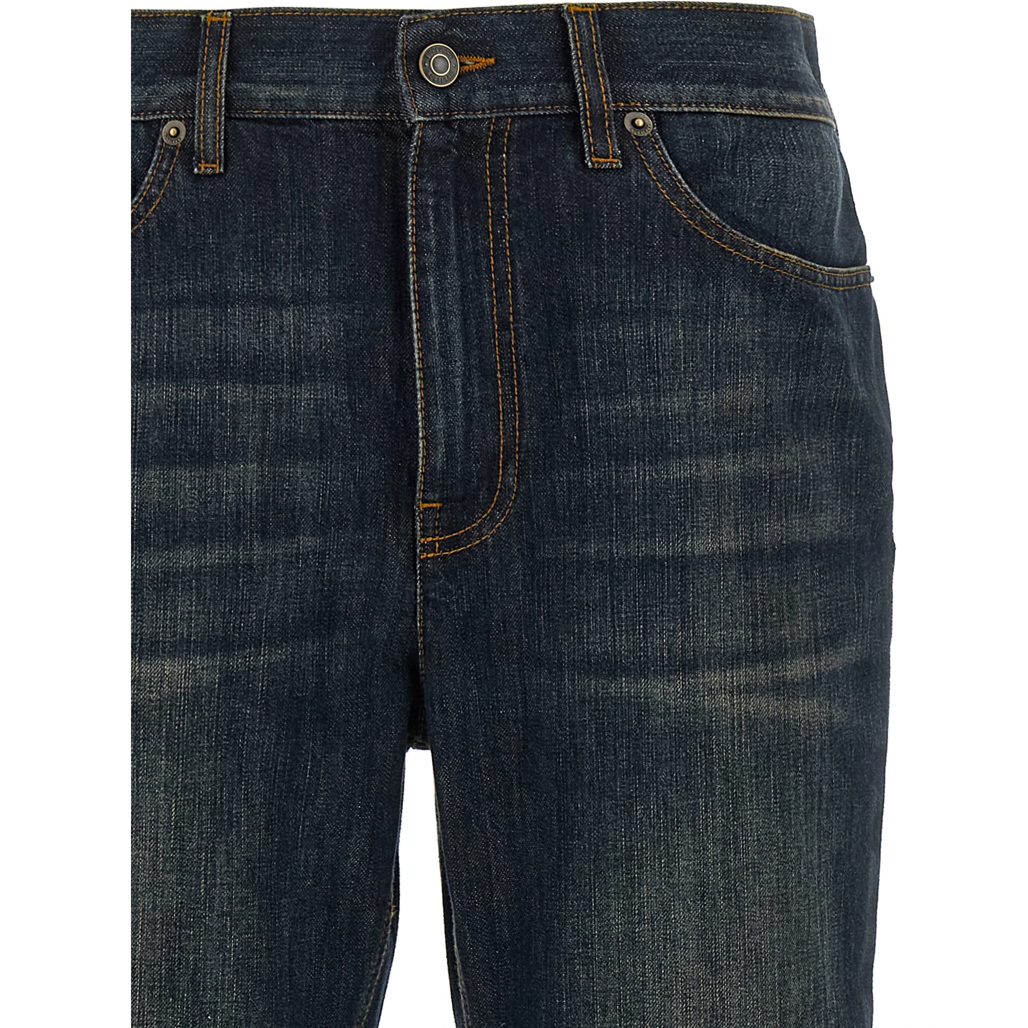 Blue Cotton Flared Jeans