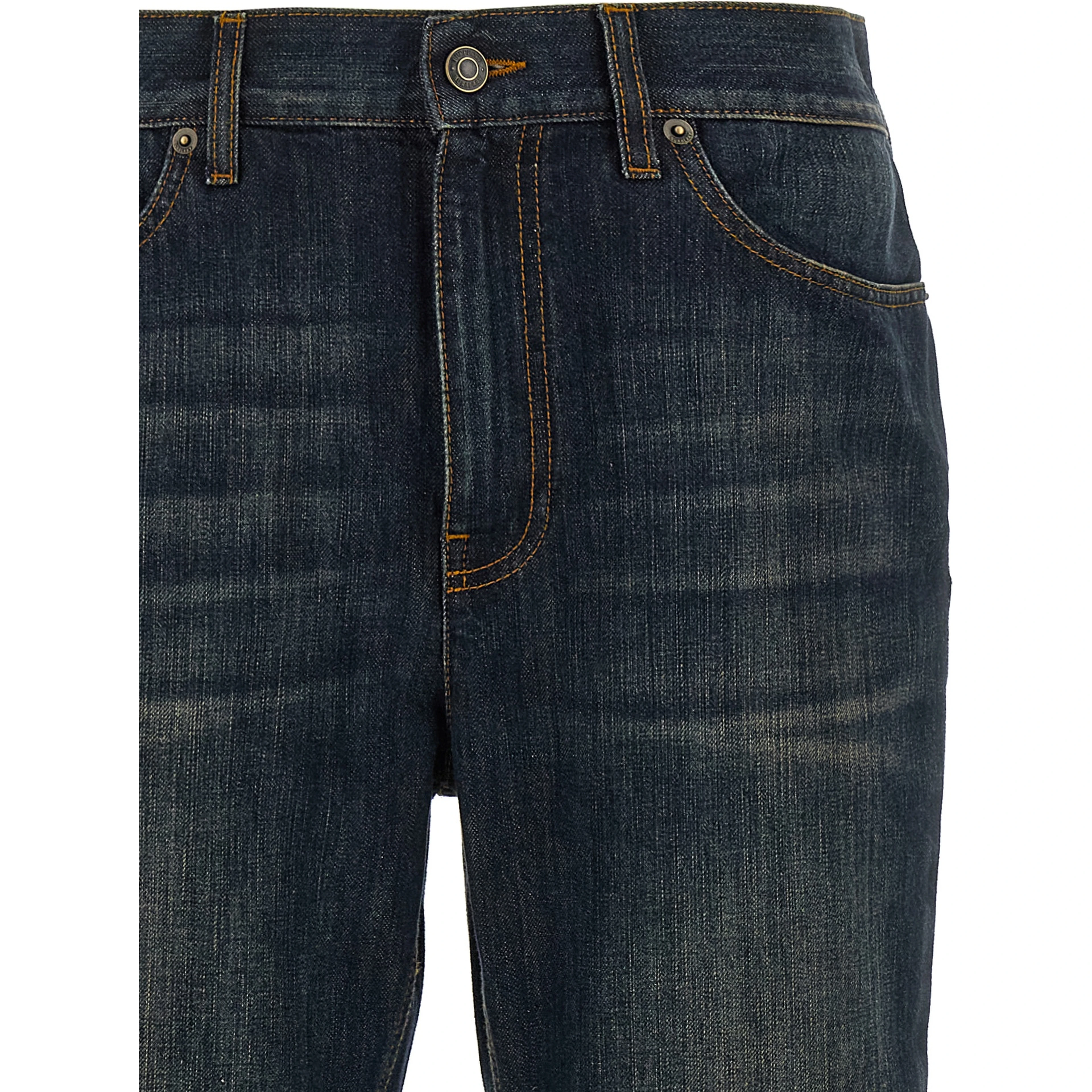 Blue Cotton Flared Jeans