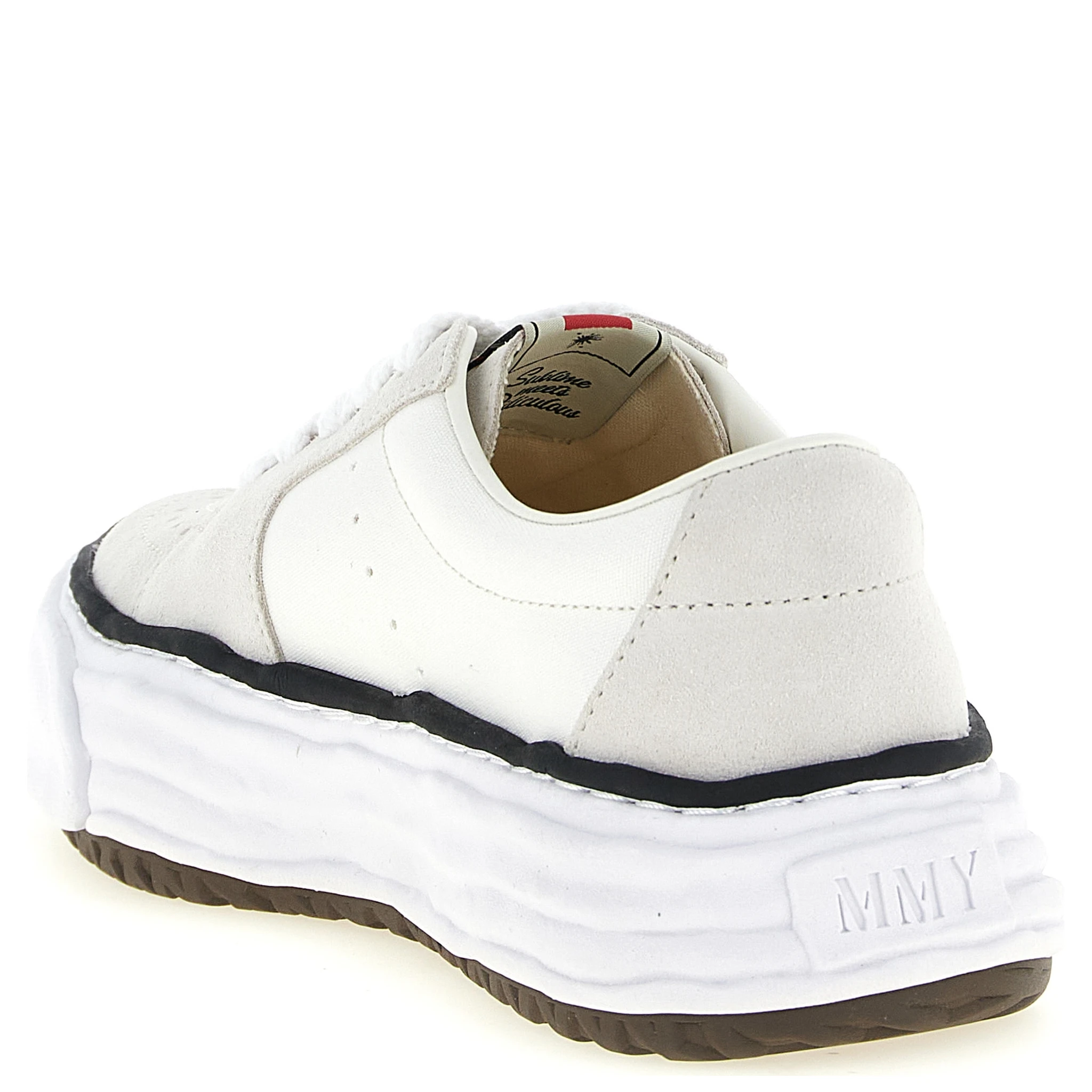 White Cowhide Platform Sneakers