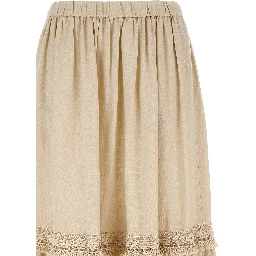 Beige Linen Mini Skirt