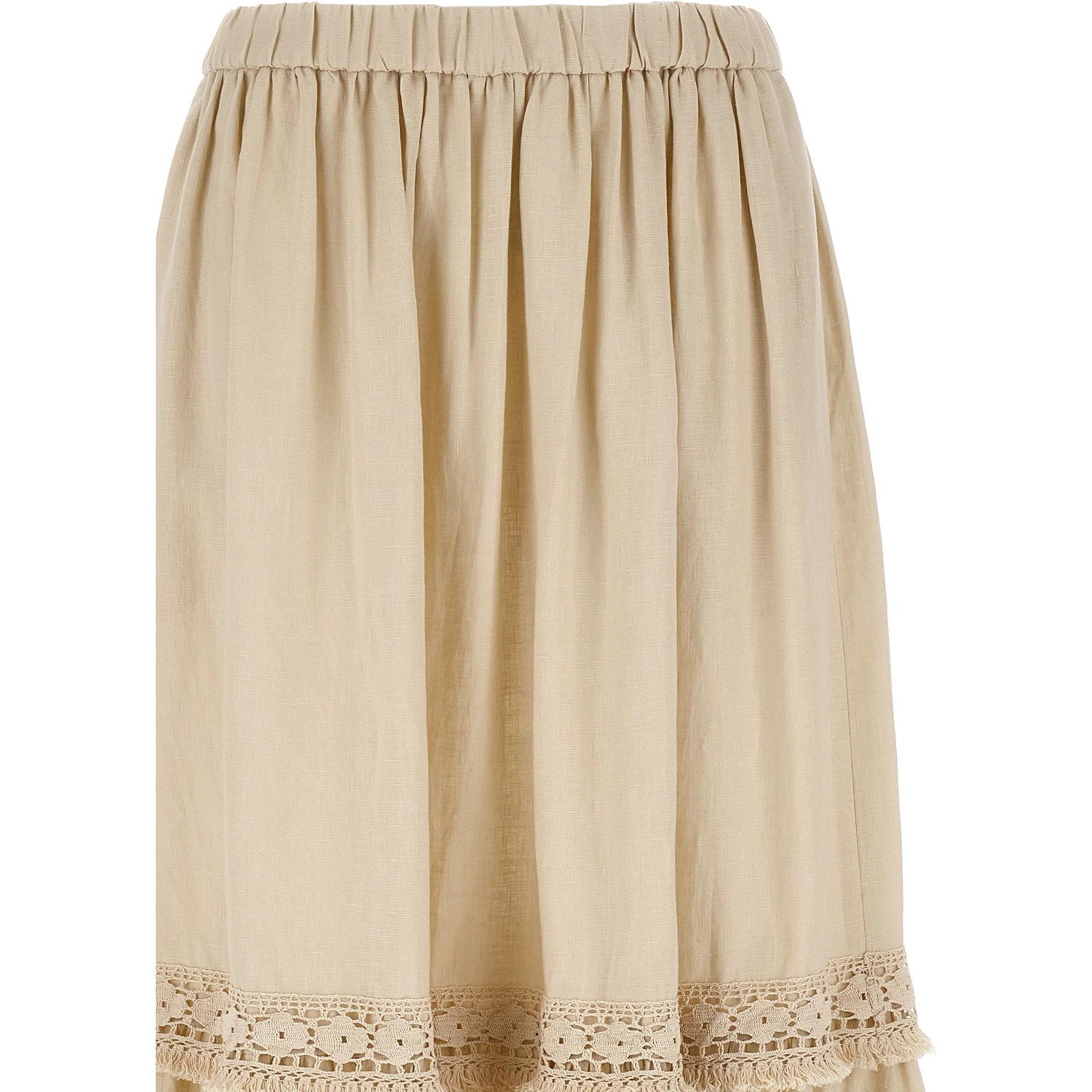 Beige Linen Mini Skirt