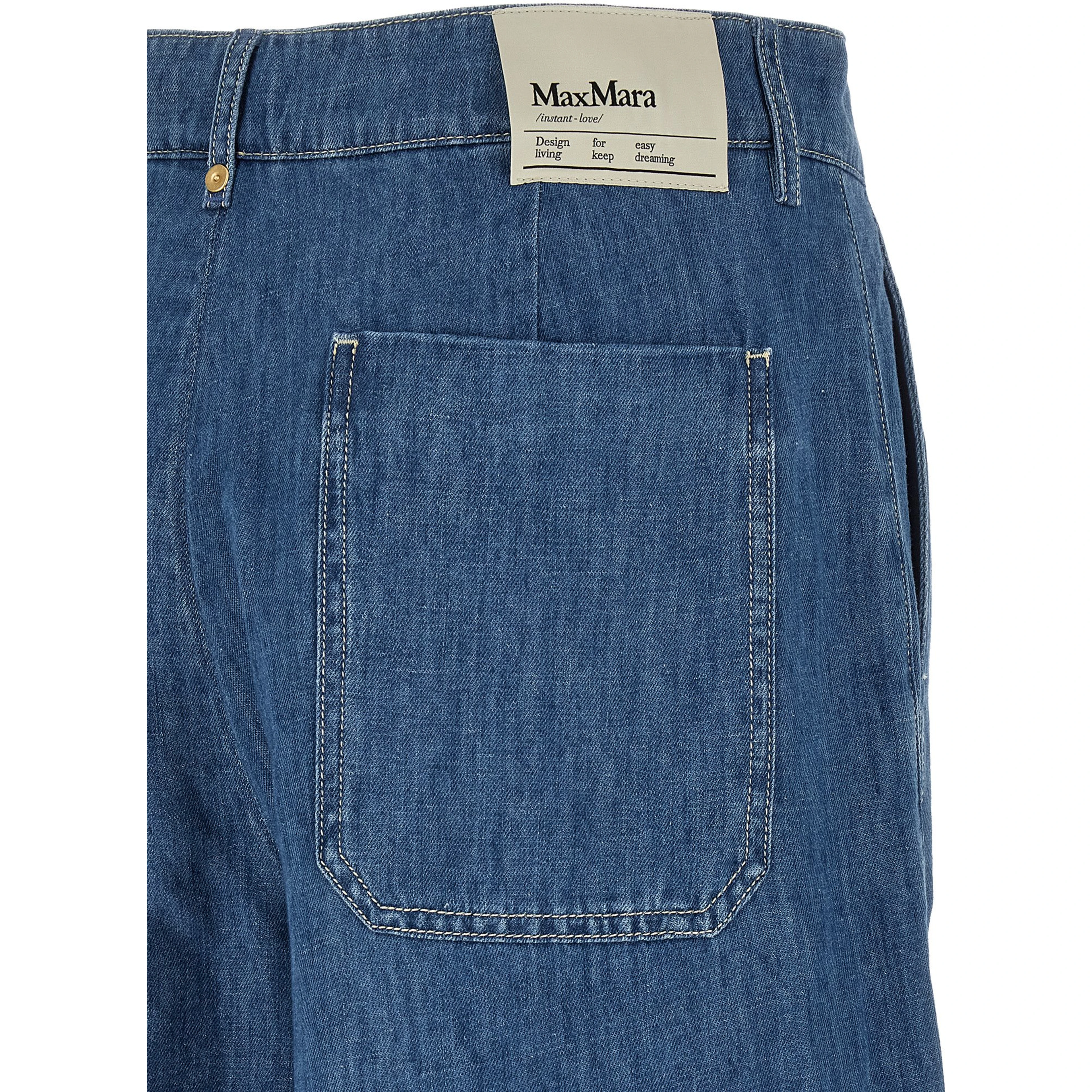 Blue Cotton Cropped Jeans