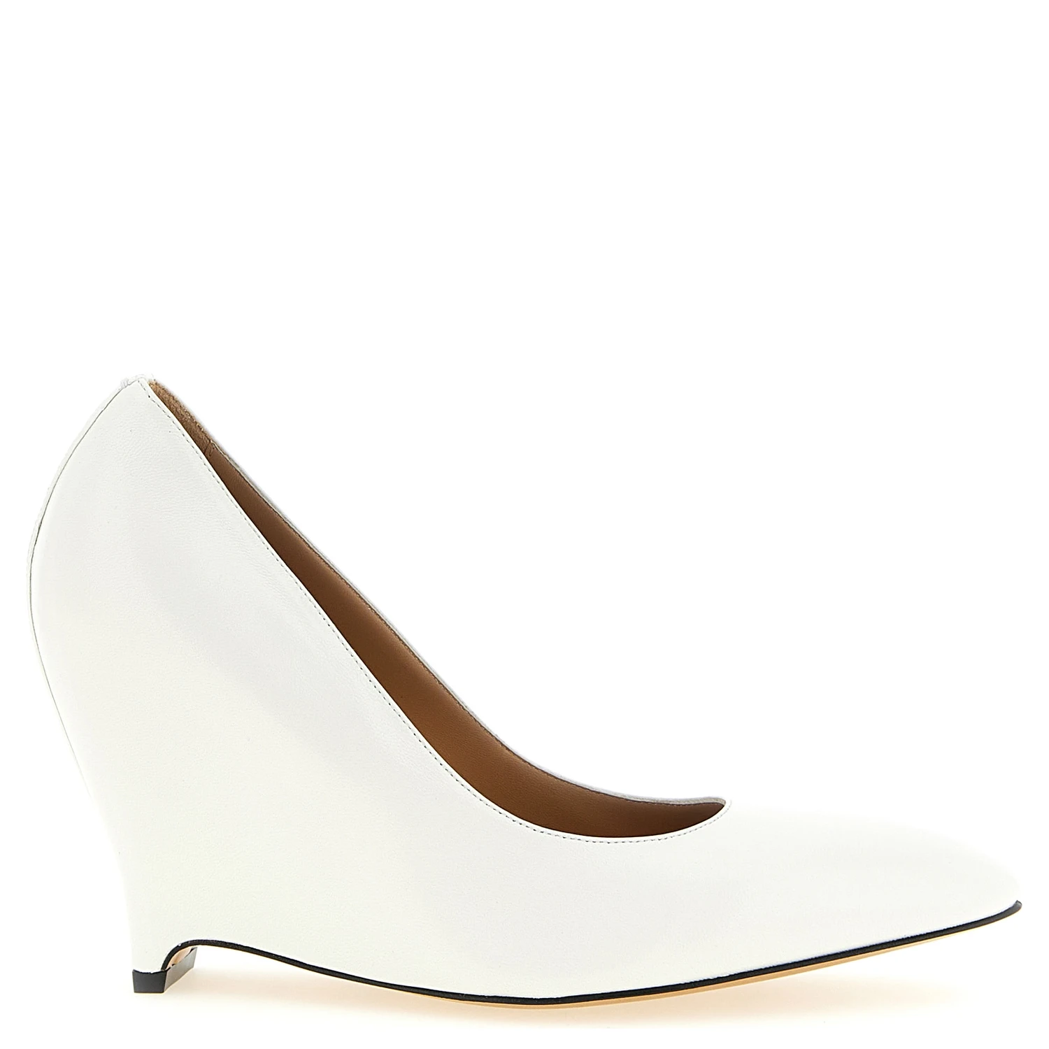 White Lambskin High Heel Pumps