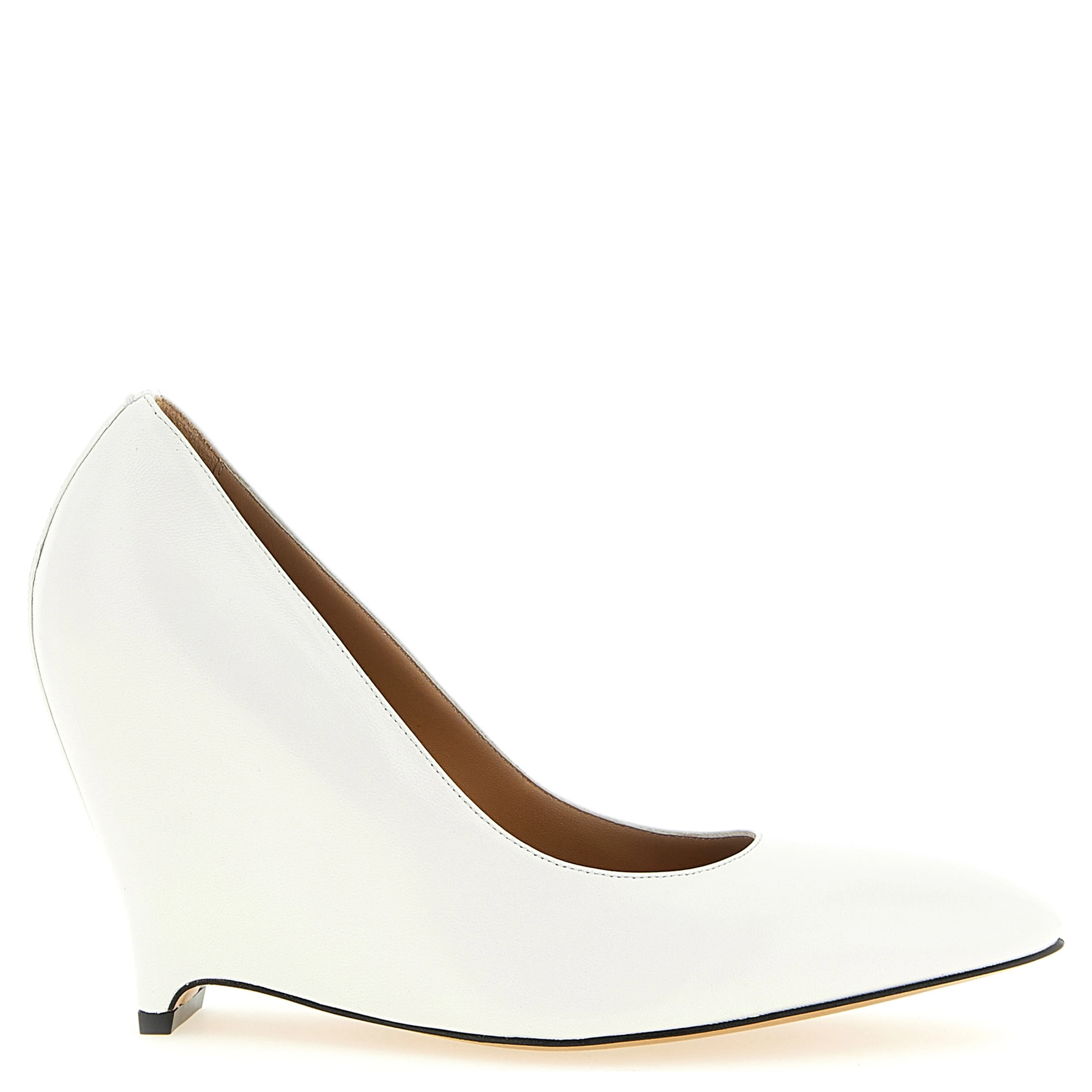 White Lambskin High Heel Pumps