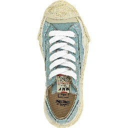 Blue Cowhide Low Top Sneakers