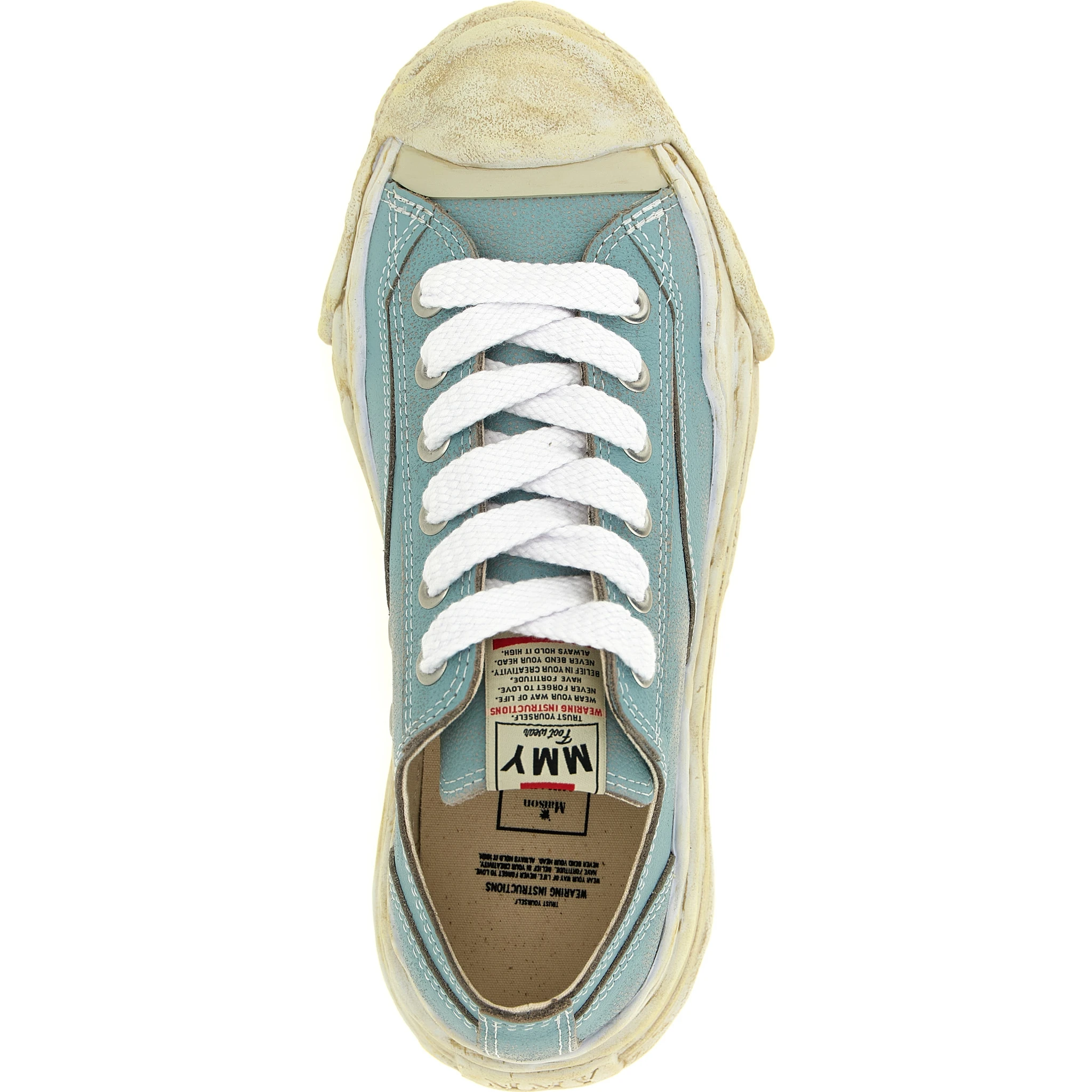 Blue Cowhide Low Top Sneakers