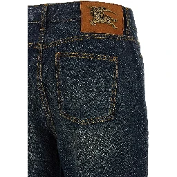 Blue Cotton Flared Jeans