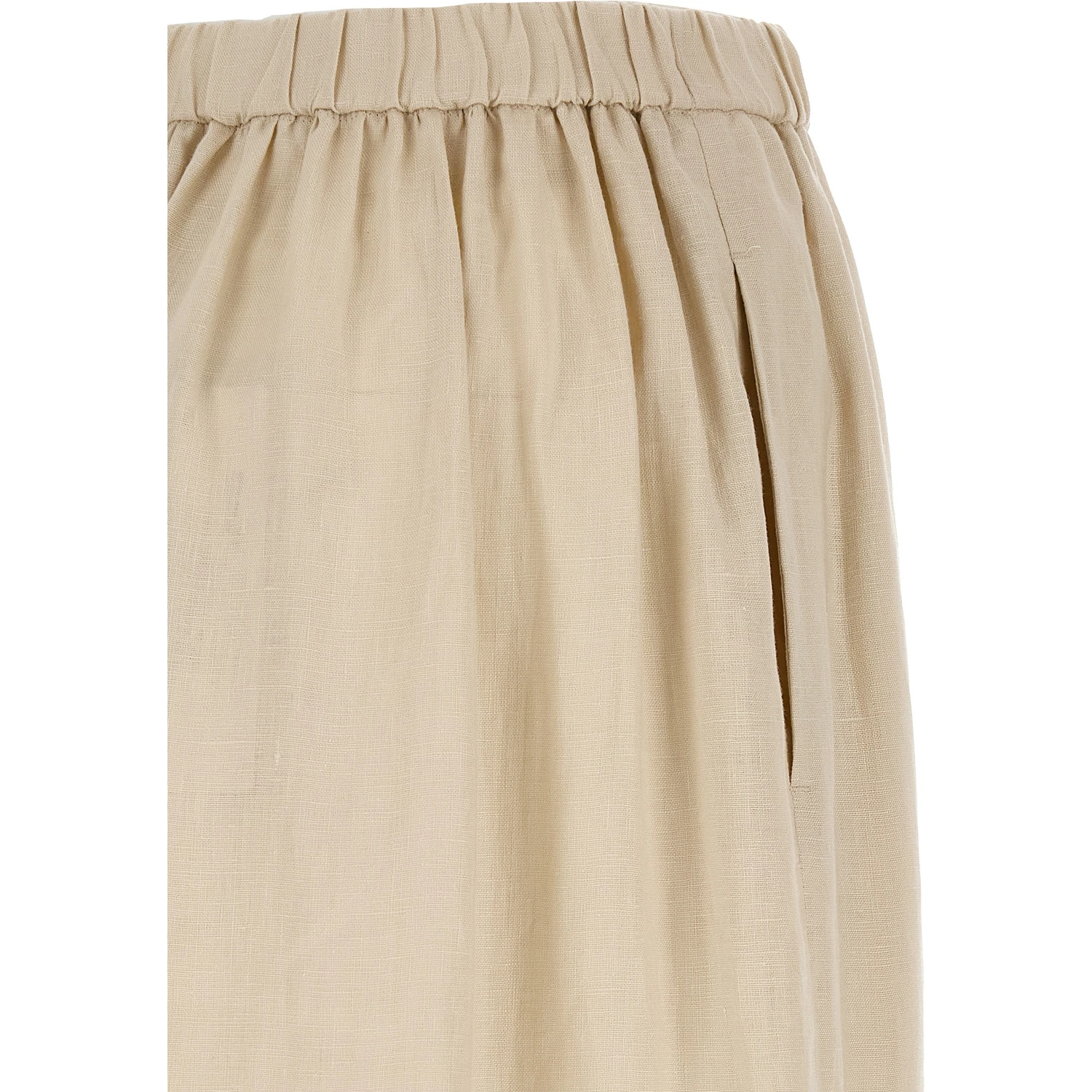 Beige Linen Mini Skirt