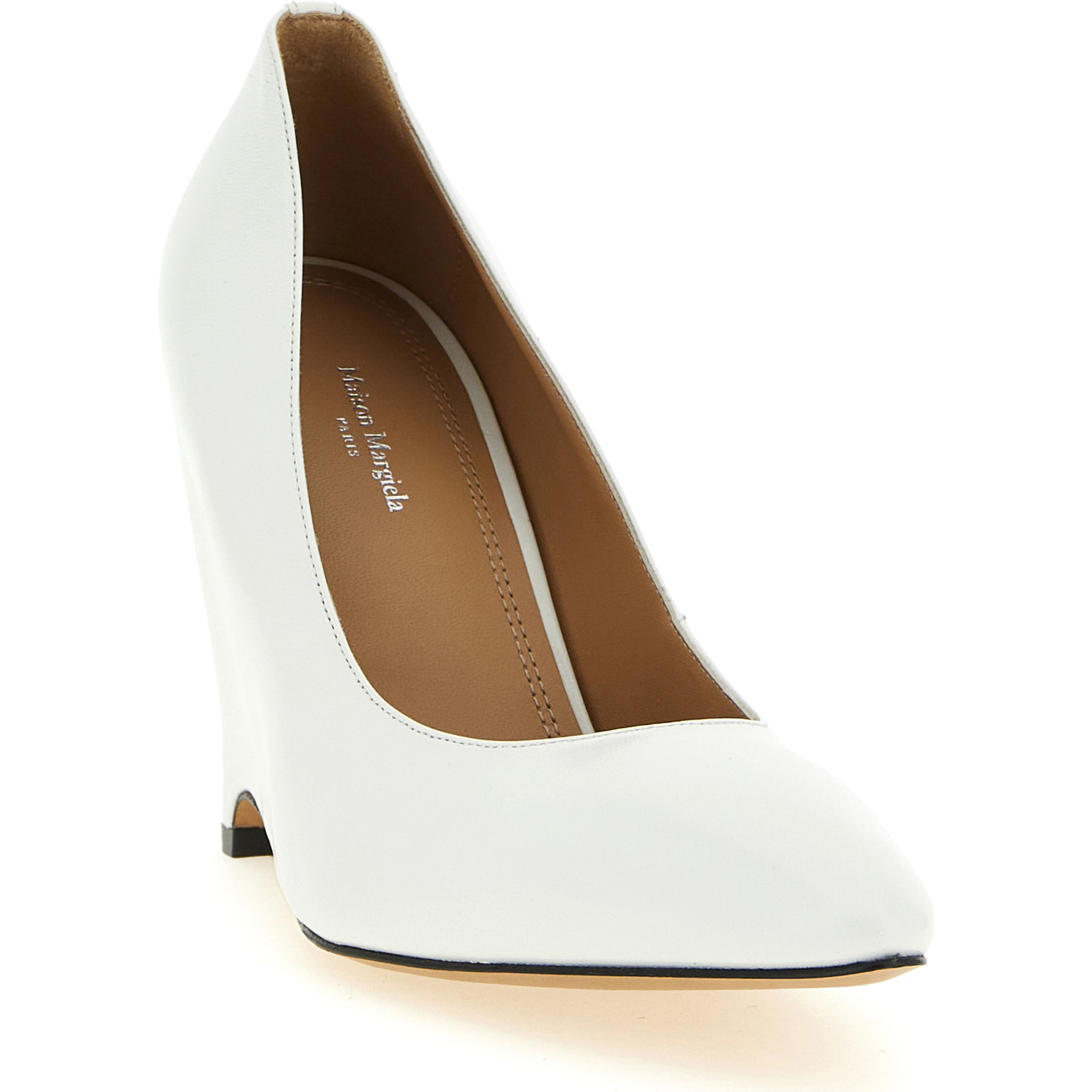 White Lambskin High Heel Pumps