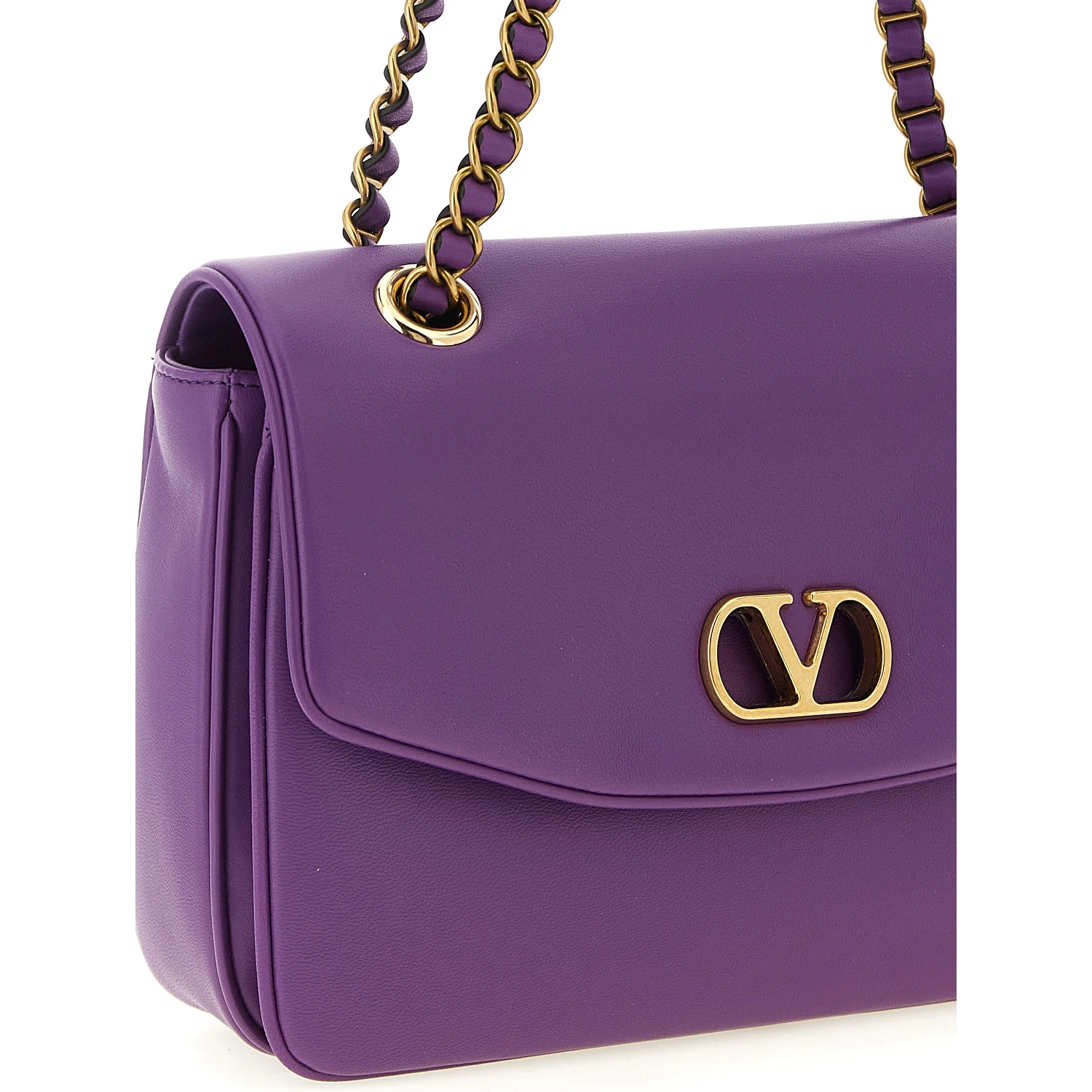 Purple Lamb Leather Shoulder Bag
