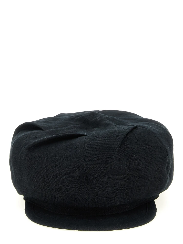 Black Linen Fatcap Hat
