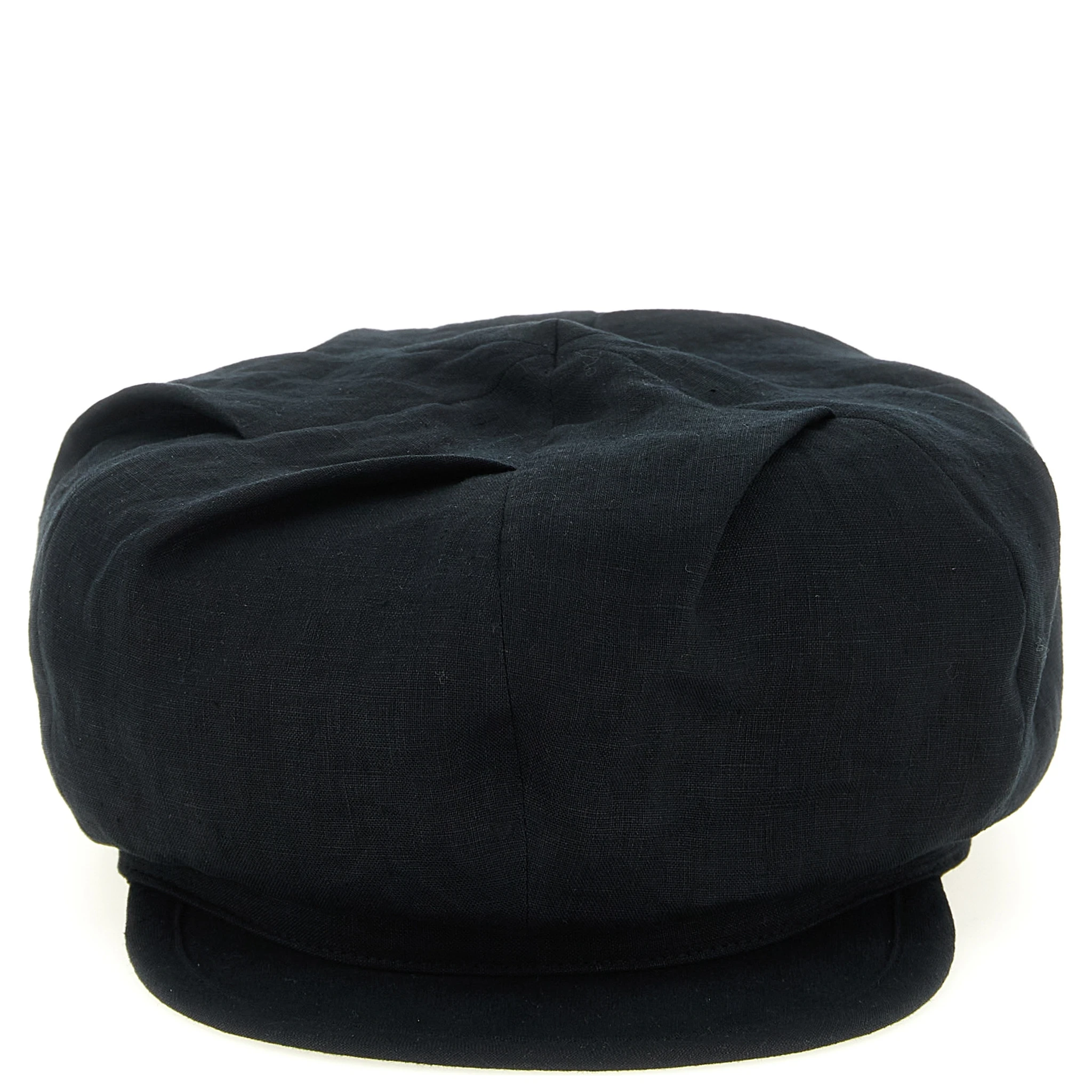 Black Linen Fatcap Hat