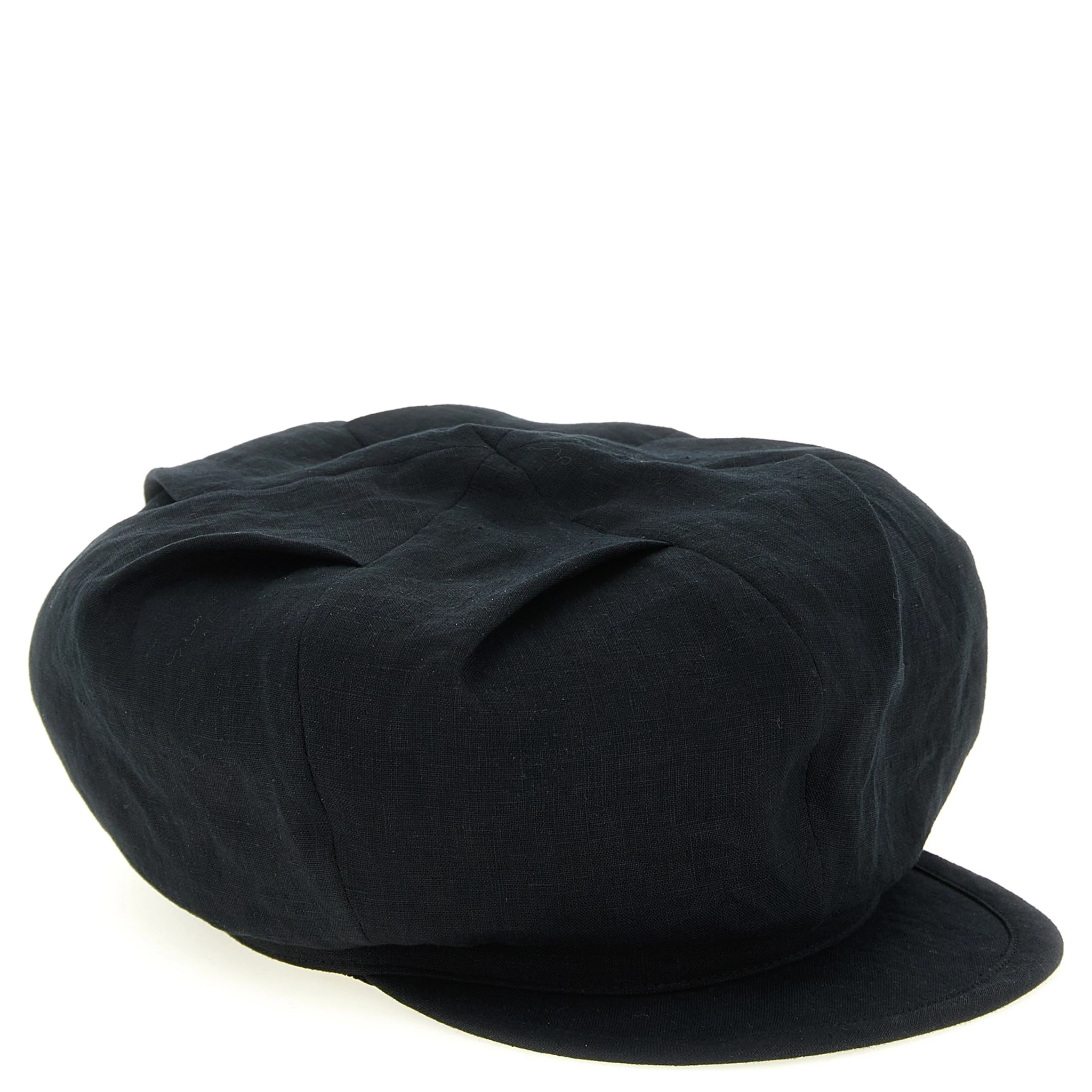 Black Linen Fatcap Hat