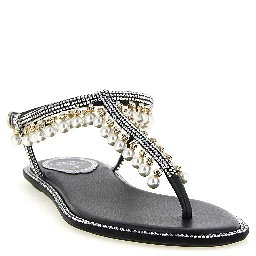 Bicolor Viscose Flat Sandals