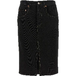 Black Cotton Midi Skirt