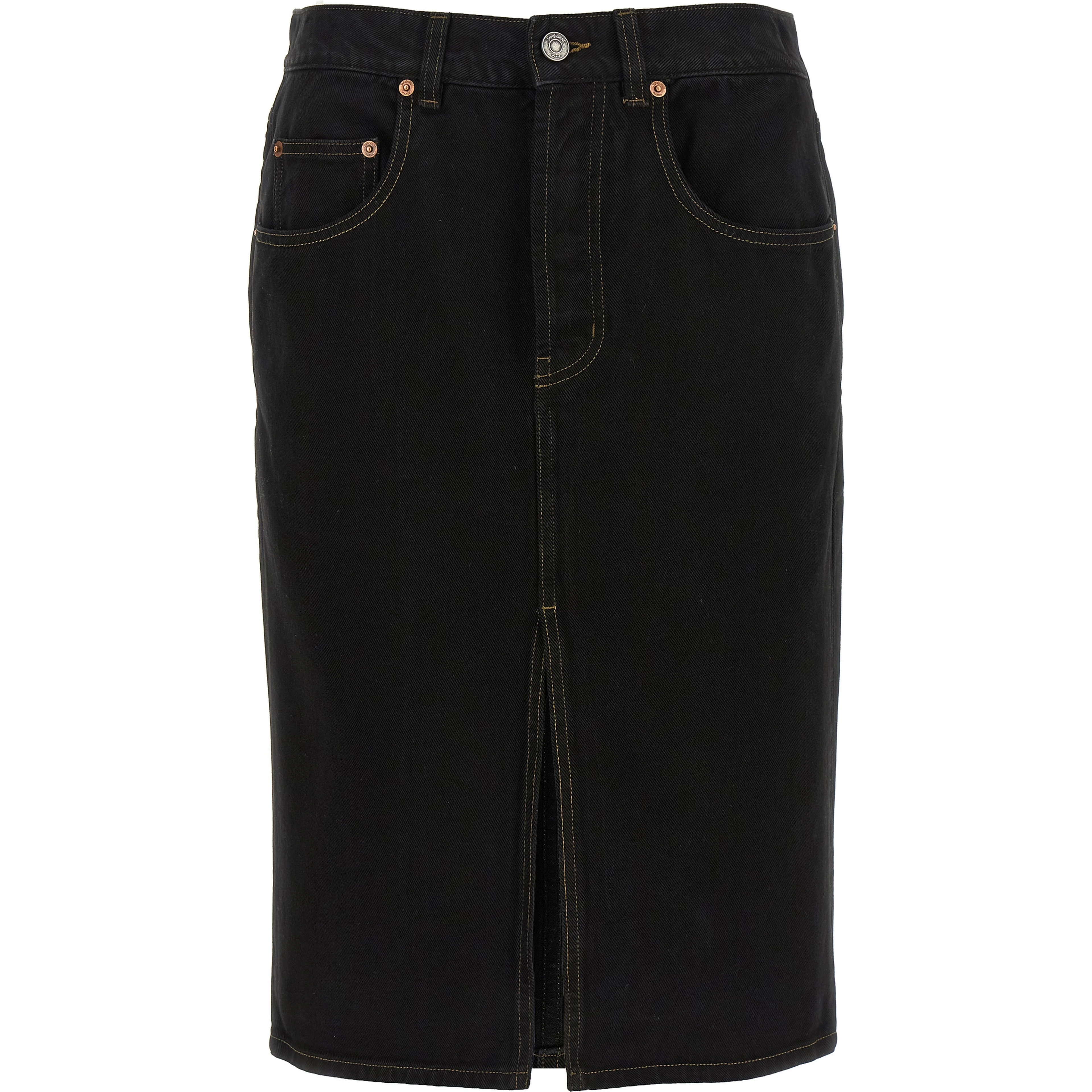 Black Cotton Midi Skirt