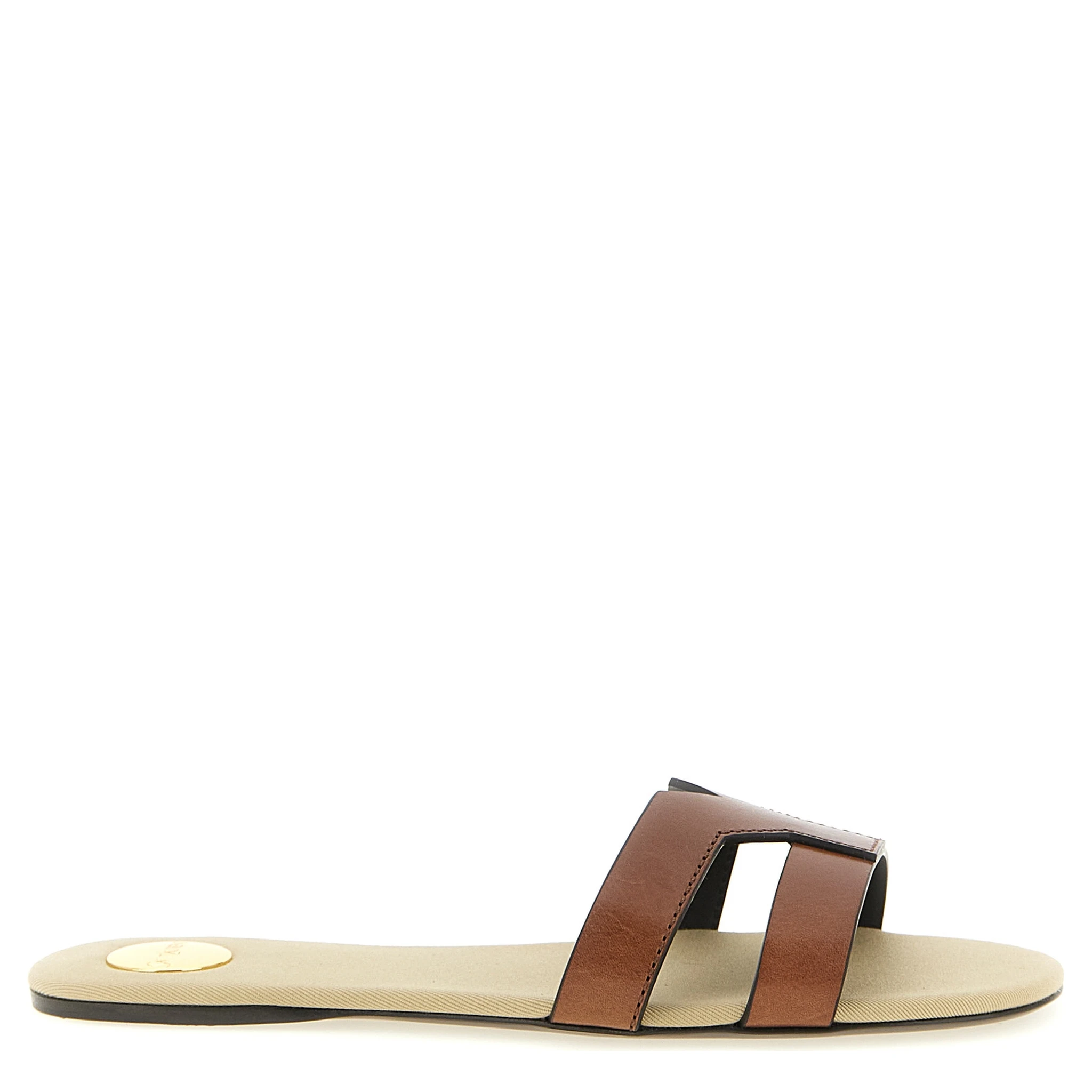 Brown Calfskin Slides