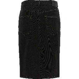 Black Cotton Midi Skirt