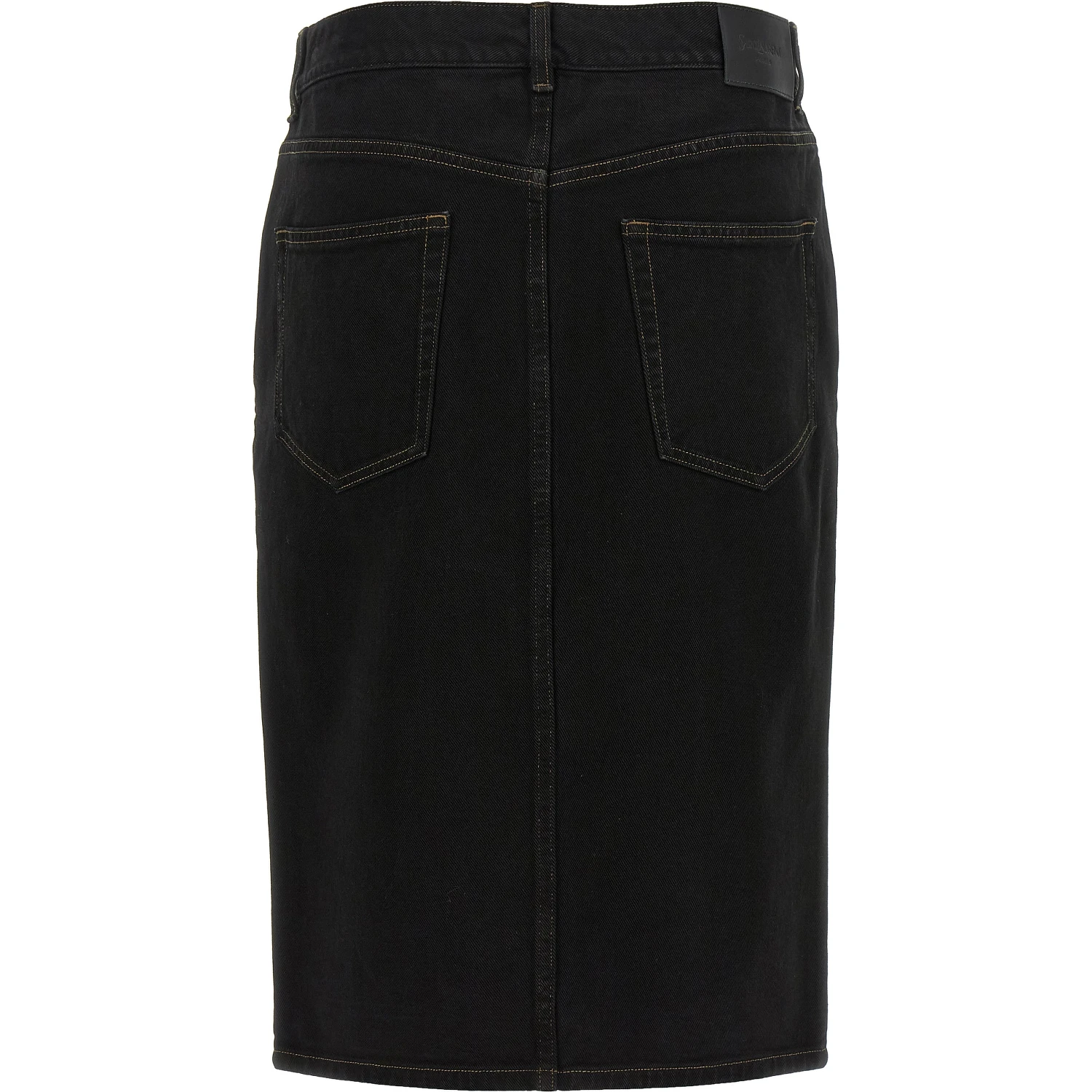 Black Cotton Midi Skirt