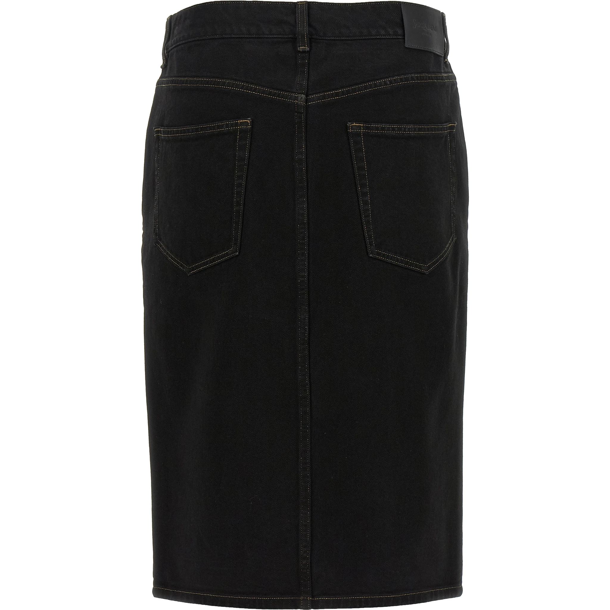 Black Cotton Midi Skirt