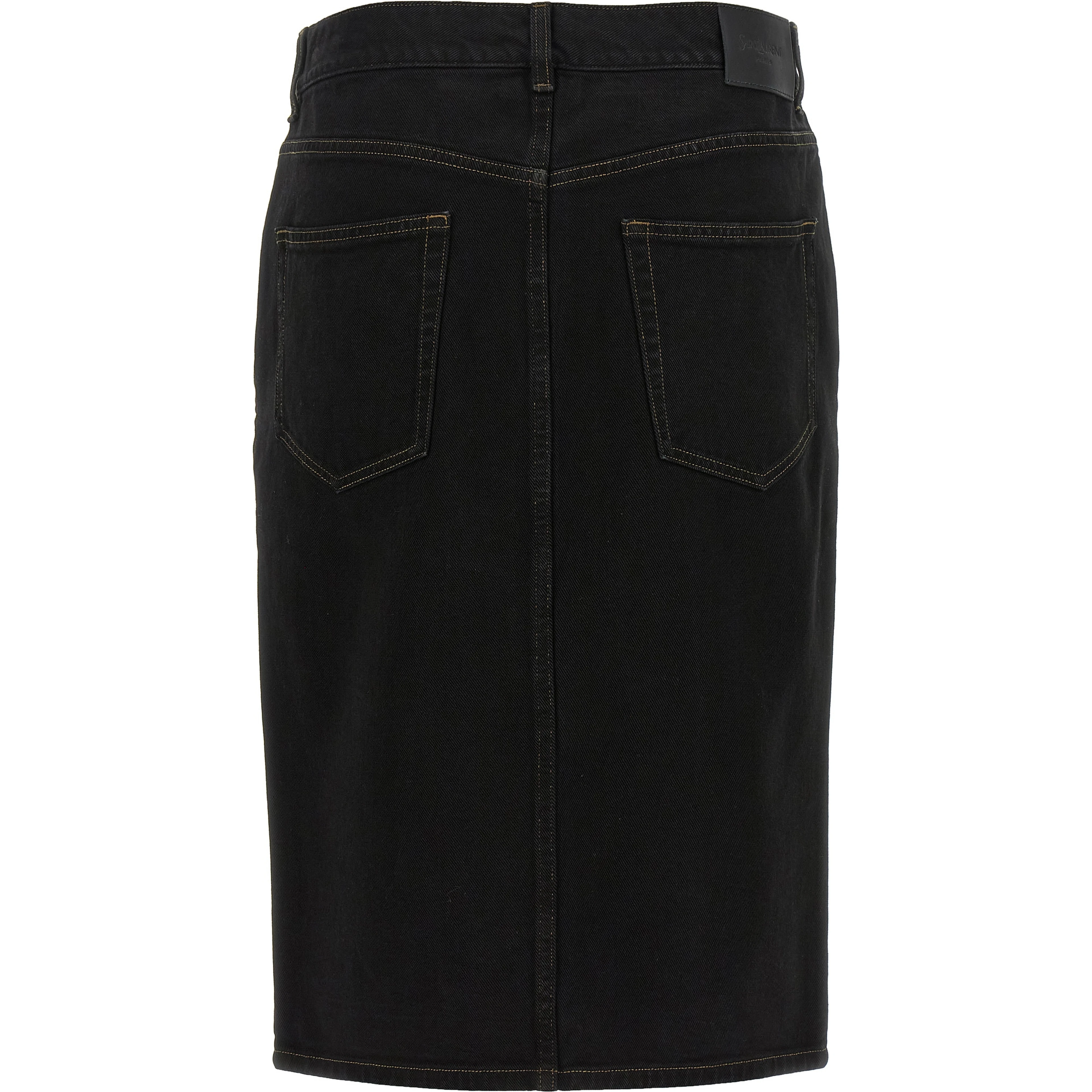 Black Cotton Midi Skirt
