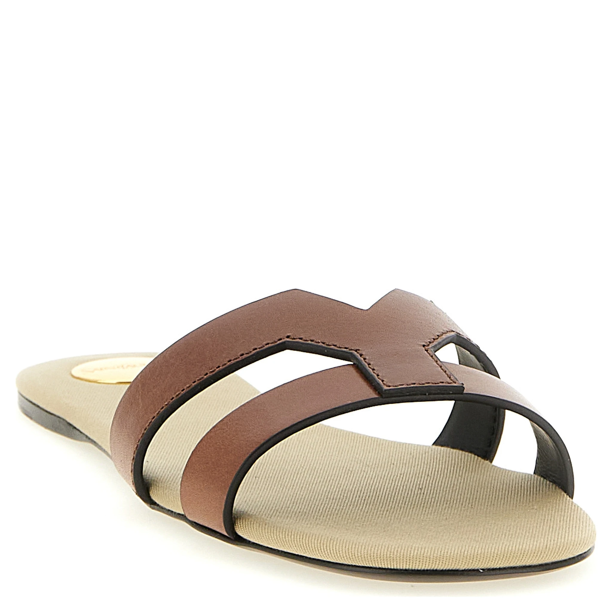 Brown Calfskin Slides