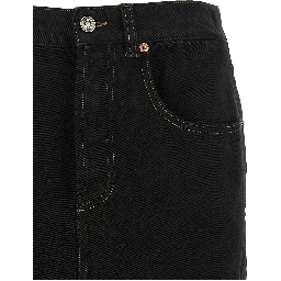 Black Cotton Midi Skirt