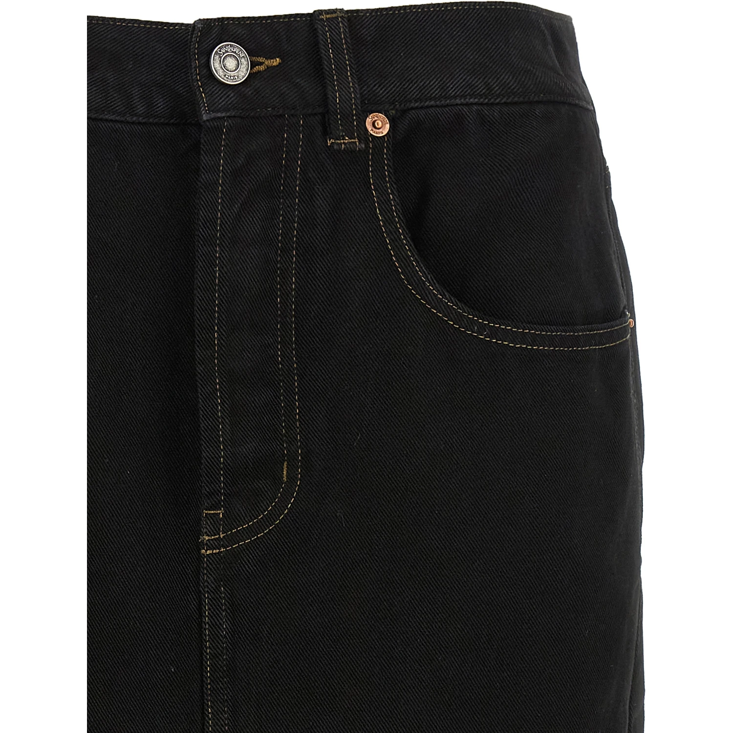 Black Cotton Midi Skirt