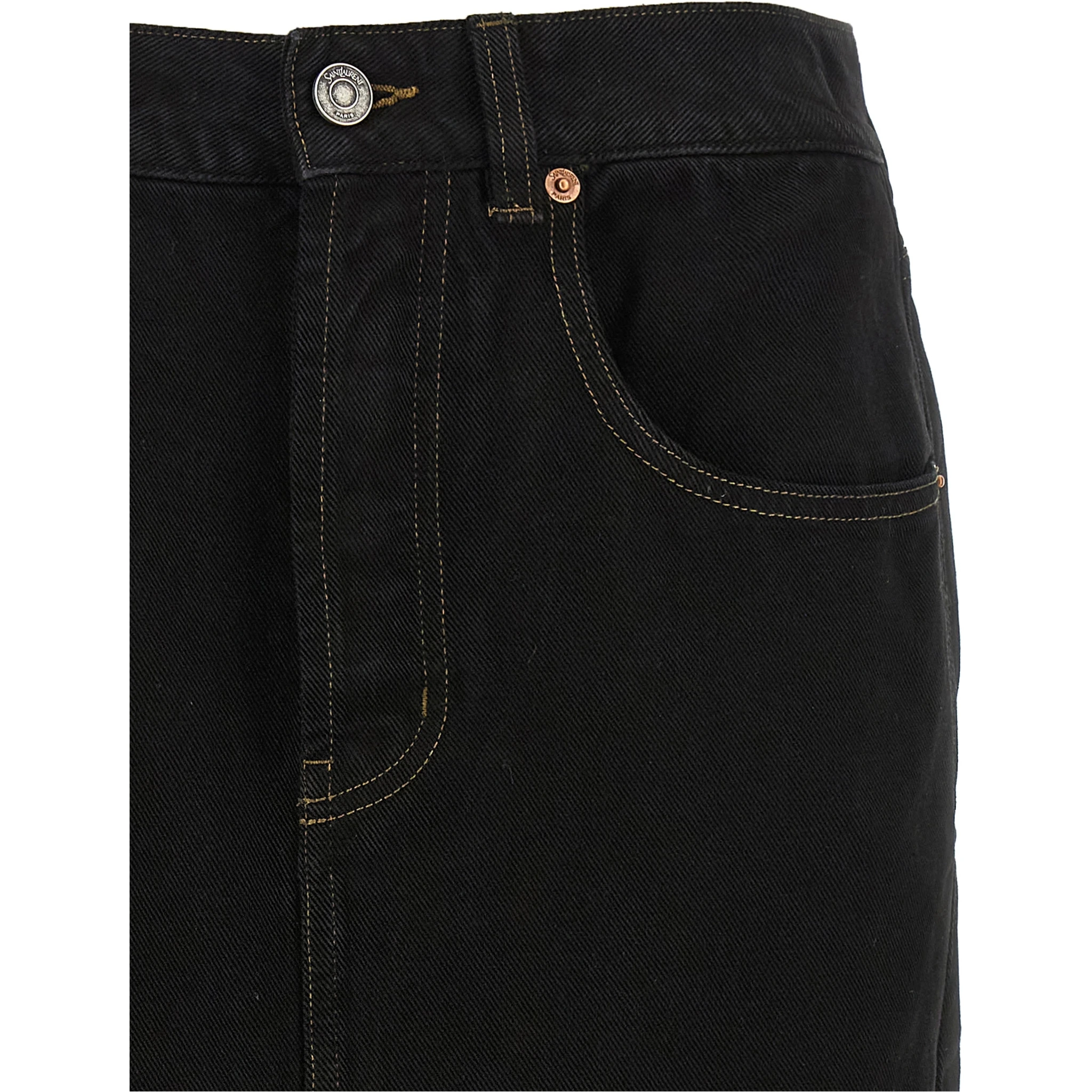 Black Cotton Midi Skirt