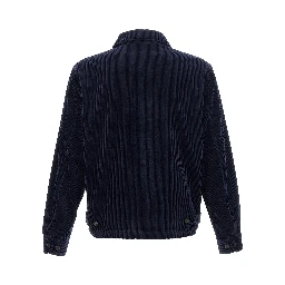 Blue Cotton Full-Length Jacket
